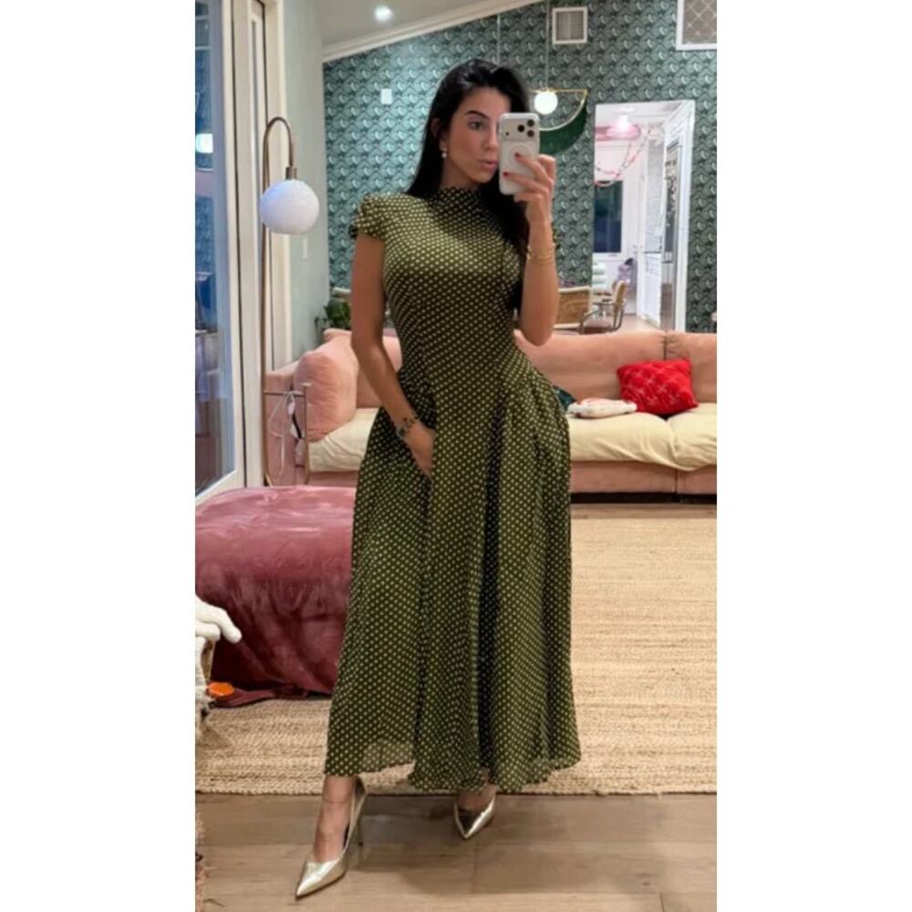 Reformation Maven Mock-Neck Chiffon Midi Dress size 4 - Picture 7 of 7